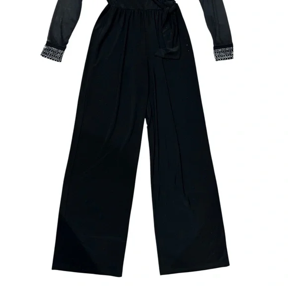 Nordstrom Tash + Sophie Black Jumpsuit with Sheer Sleeves Size Small New - Picture 4 of 6